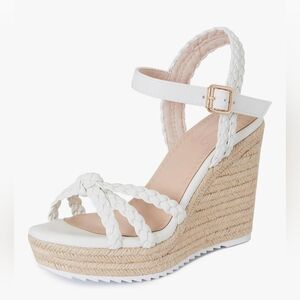 NIB Mikarka Espadrille Wedge Platform Sandals Open Toe, Braided Knot Size 7
